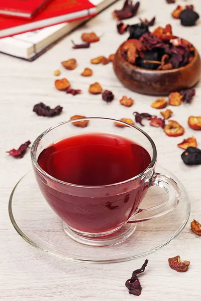 Hibiscus Flower Tea Glass Tea Cup — Stock Photo, Image