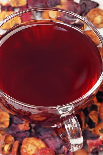 Hibiscus Flower Tea Glass Tea Cup — Stock Photo, Image