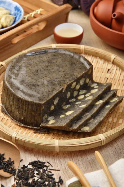 Sesam Mit Lotuskernen Reiskuchen Bambuskorb — Stockfoto