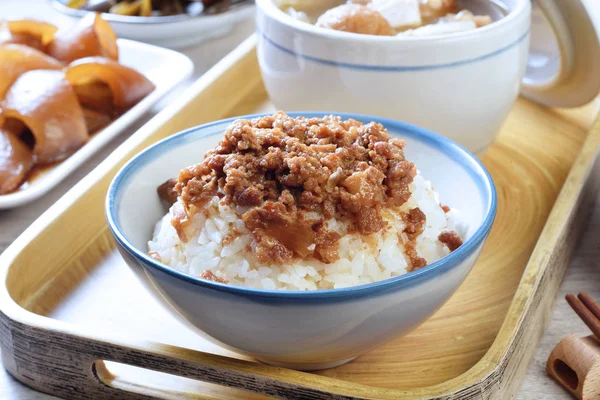 Тайвань Відомий Стравою Braised Pork Rice Тайванські Делікатеси Тайванська Кухня — стокове фото
