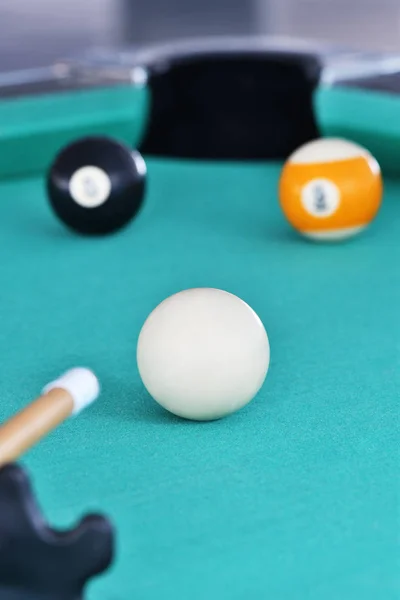 Playing Billiards Green Table — Stock Photo, Image