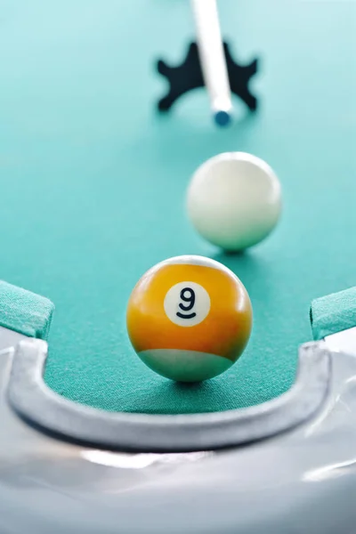 Playing Billiards Green Table — Stock Photo, Image