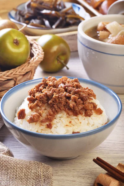 Taiwán Comida Famosa Arroz Cerdo Estofado Delicados Taiwán Comida Callejera — Foto de Stock