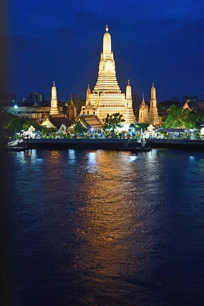 Bangkok City Tajlandia Kwietnia 2019 Widok Nocny Wat Arun Świątynia — Zdjęcie stockowe