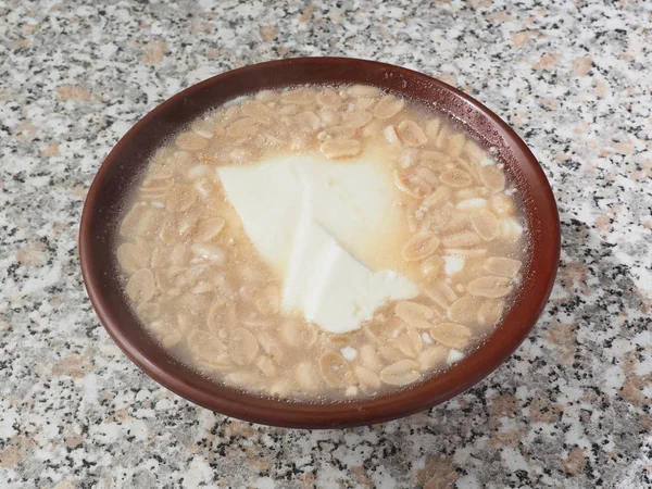 Postre Tradicional Taiwanés Pudín Tofu Con Cacahuetes —  Fotos de Stock