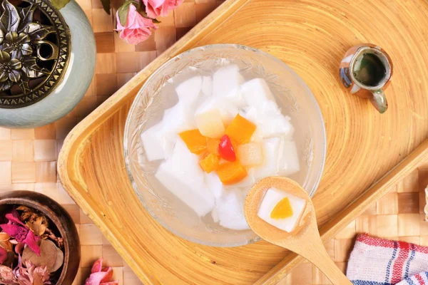 Asian Gourmet Dessert Almond Jelly Almond Junket Almond Tofu — Stock Photo, Image