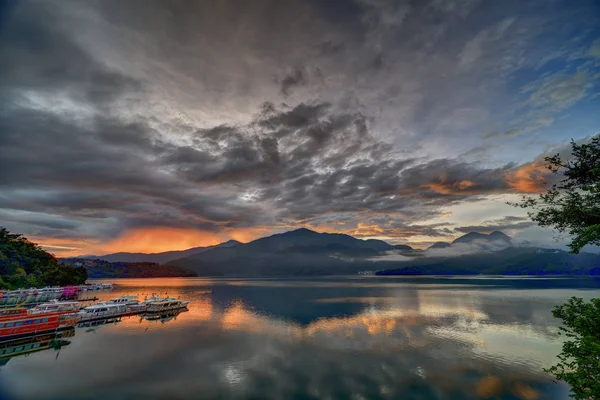 Sun Moon Lake Taiwan Setembro 2019 Nascer Sol Famoso Sun — Fotografia de Stock