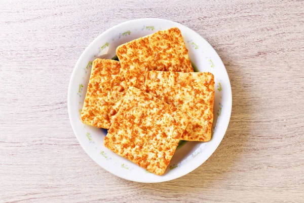 Biscoitos Milho Assados Mesa Madeira — Fotografia de Stock