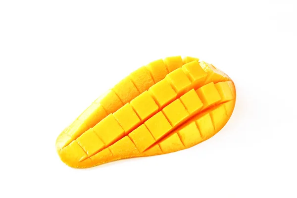 Szeletelt Mangó Gyümölcs Izolált Fehér Alapon — Stock Fotó
