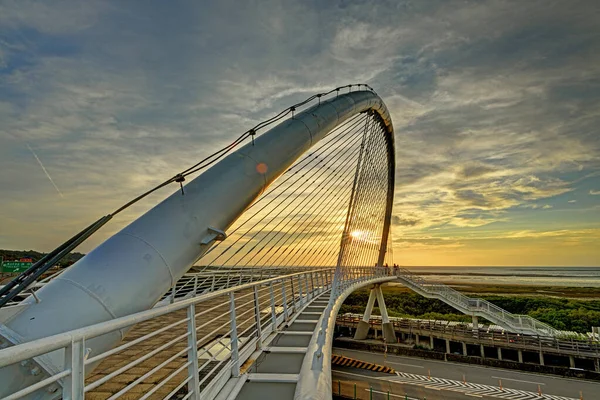 Harp Bridge Sunset Hsiang Shan Hsin Chu City Taiwan — Stock Photo, Image