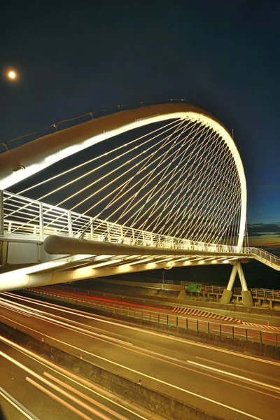 Harp Bridge Night Hsiang Shan Hsin Chu City Taiwan — Stock Photo, Image