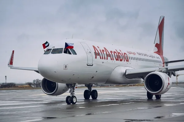 Praga República Tcheca Dezembro 2018 Air Arabia Airbus A320 Taxiing — Fotografia de Stock