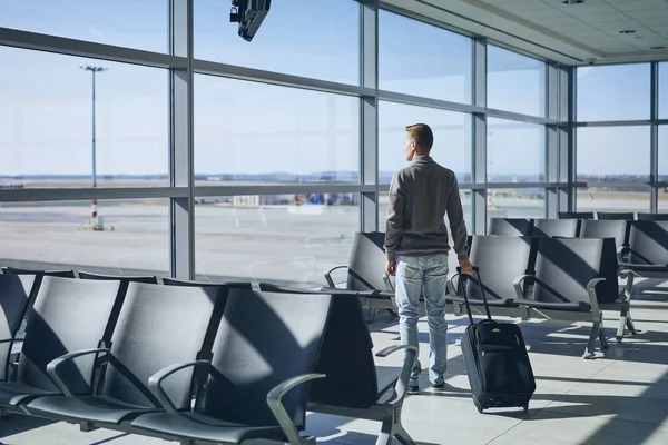 Traveler in airport terminal