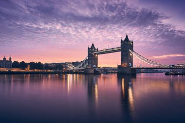 Tower Bridge at colorful sunrise clipart