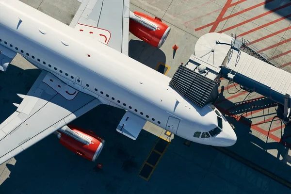 Luftaufnahme Des Flughafens Vorbereitung Des Flugzeugs Vor Dem Abflug — Stockfoto