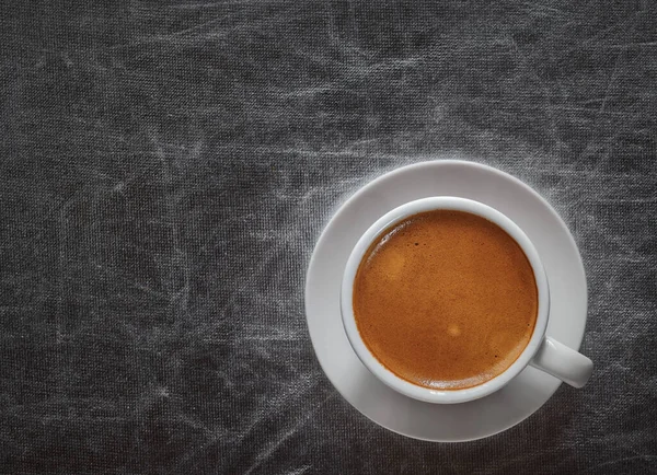 Vue Dessus Une Tasse Café Expresso Sur Fond Argenté Avec — Photo