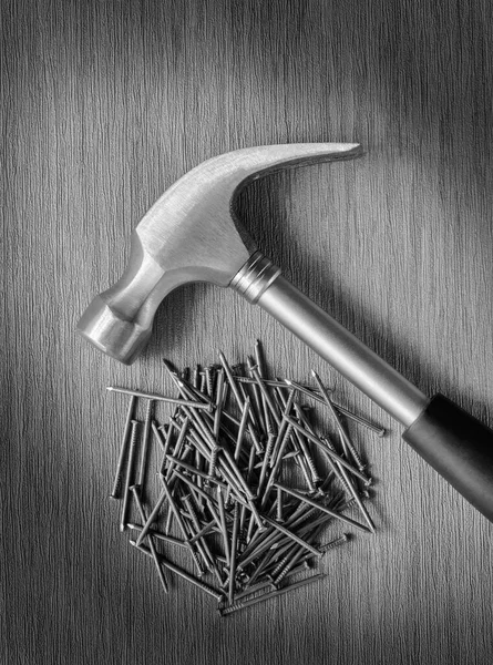 Hammer Nails Top View — Stock Photo, Image