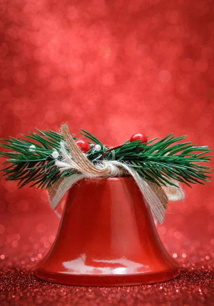 Christmas Bell Glitter Lights Bokeh Defocused Decoration Christmas Bell — Stock Photo, Image