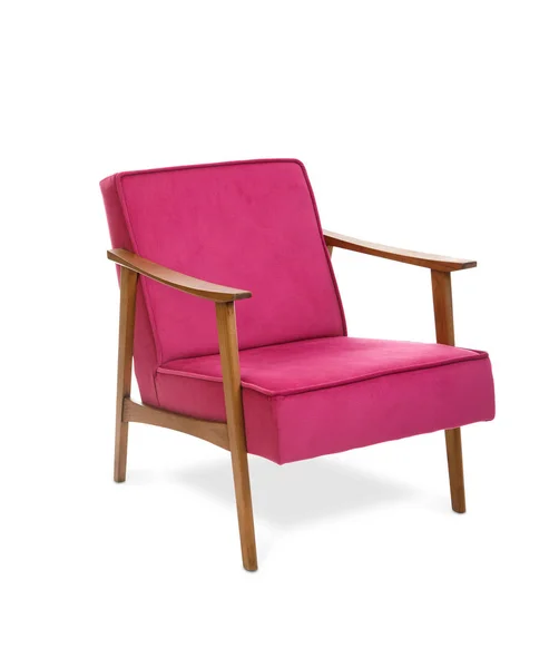 Roze moderne fauteuil op witte achtergrond, inclusief uitknippad — Stockfoto