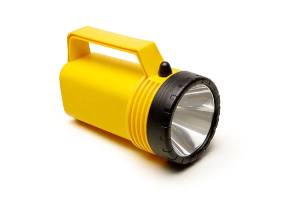 Yellow flashlight isolated on the white background. — Stock Photo, Image