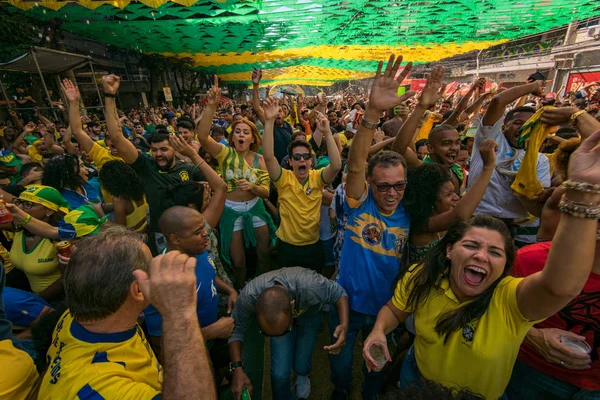 Rio Janeiro Brasil Junio 2018 Los Aficionados Brasileños Celebran Victoria — Foto de Stock