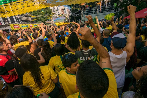 Rio Janeiro Brazília 2018 Június Brazil Szurkolók Ünneplése Győzelem Costa — Stock Fotó