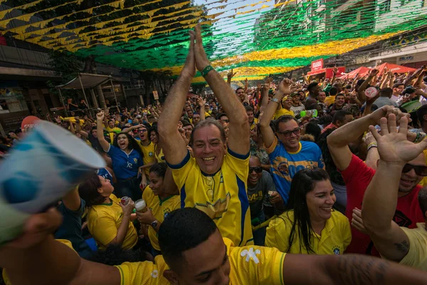 Rio Janeiro Brasil Junio 2018 Los Aficionados Brasileños Celebran Victoria — Foto de Stock