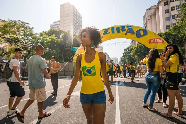 Río Janeiro Brasil Junio 2018 Joven Brasileña Que Viene Apoyar — Foto de Stock