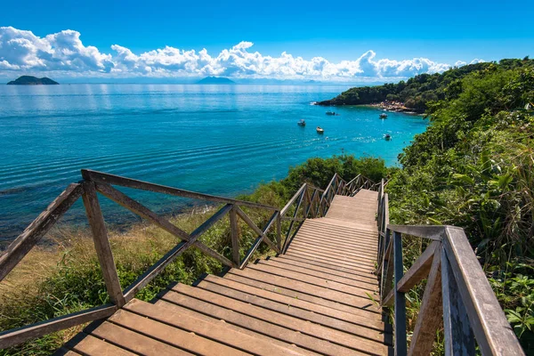 Ahşap Merdiven Azeda Plaj Buzios Brezilya Için Önde Gelen — Stok fotoğraf