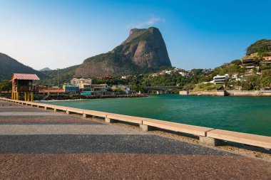Pedra da Gavea Mountain From Pier in Barra da Tijuca Beach in Rio de Janeiro clipart