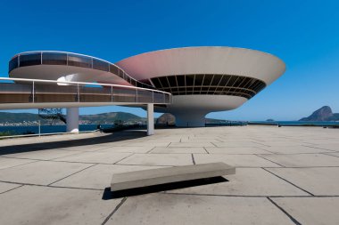 Niteroi, Rio de Janeiro, Brezilya - 22 Ekim 2018: Oscar Niemeyers Çağdaş Sanat Müzesi, modern mimarisinin şaheseri