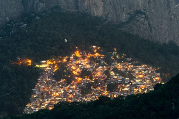 Üst Kısmı Rocinha Gecekondu Ile Işık Akşamları Rio Janeiro Brezilya — Stok fotoğraf