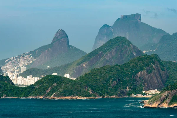 Two Brothers Mountain Pedra Gavea Other Mountains Rio Janeiro Brazil — Stock Photo, Image