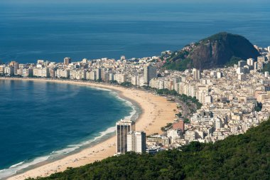 Yüksek açı görünümü, Copacabana Plajı, Rio de Janeiro şehri, Brezilya