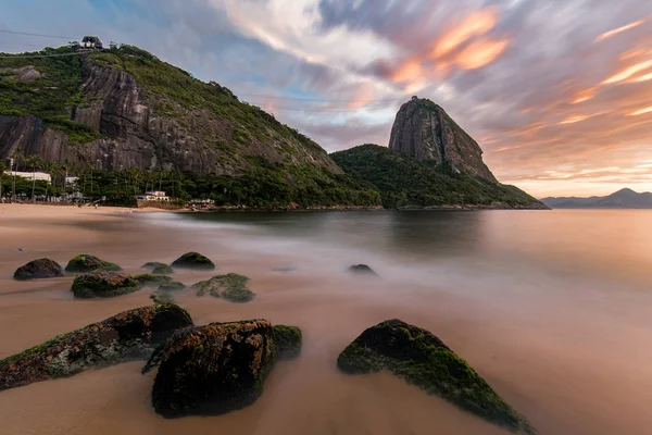 Východ Slunce Red Beach Sugarloaf Mountain Rio Janeiro Brazílie — Stock fotografie