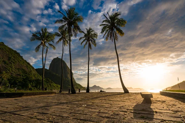 Východ Slunce Red Beach Sugarloaf Mountain Rio Janeiro Brazílie — Stock fotografie