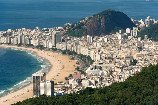 Wysoki Kąt Widoku Plaży Copacabana Rio Janeiro City Brazylia — Zdjęcie stockowe