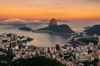 Favela Rocinha görünümünü gündoğumu Ipanema bölge Rio de Janeiro, Brezilya ile