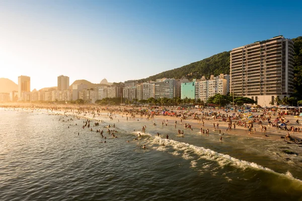 Rio Janeiro Brésil Janvier 2019 Coucher Soleil Chaud Copacabana Célèbre — Photo