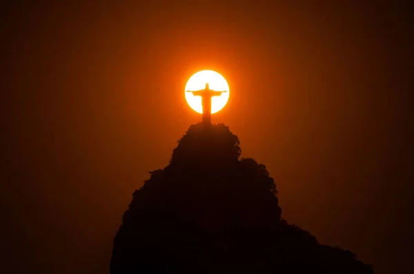 Rio Janeiro Brezilya Ocak 2019 Ünlü Kurtarıcı Heykel Corcovado Dağı — Stok fotoğraf