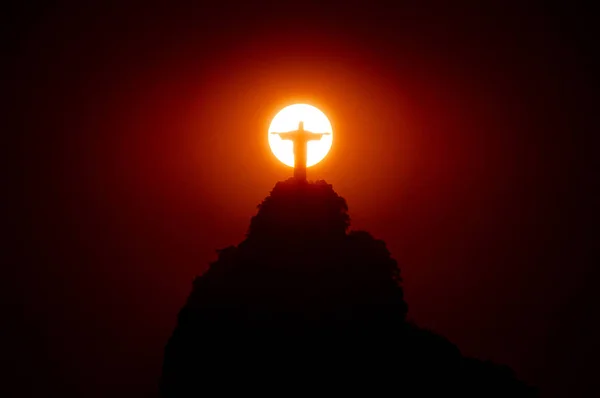 Rio Janeiro Brezilya Ocak 2019 Ünlü Kurtarıcı Heykel Corcovado Dağı — Stok fotoğraf