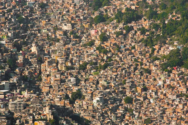 Widok Lotu Ptaka Favela Rocinha Rio Janeiro Który 100 000 — Zdjęcie stockowe