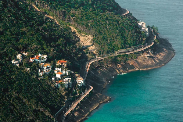 Vista Aérea Del Barrio Residencial Carretera Elevada Costa Río Janeiro — Foto de Stock