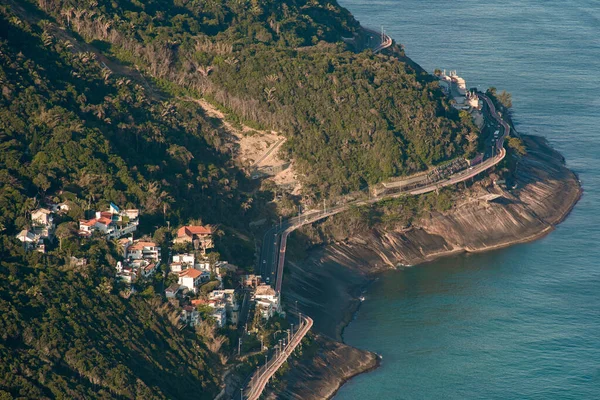 Vista Aérea Del Barrio Residencial Carretera Elevada Costa Río Janeiro — Foto de Stock