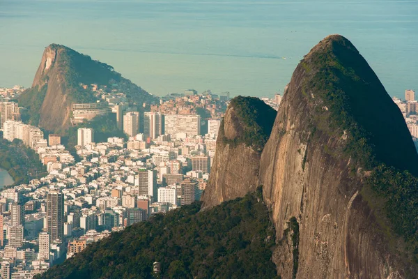 Dos Hermanos Montaña Distrito Ipanema Detrás Ella Río Janeiro Brasil — Foto de Stock