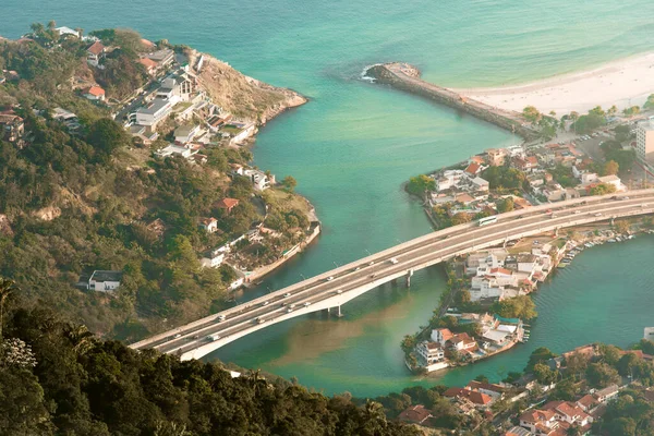 Vista Aérea Del Puente Que Cruza Canal Ciudad Río Janeiro — Foto de Stock