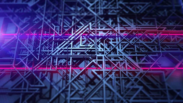 Abstract Motion Red Laser Blue Geometric Grid Surface — Stock Photo, Image