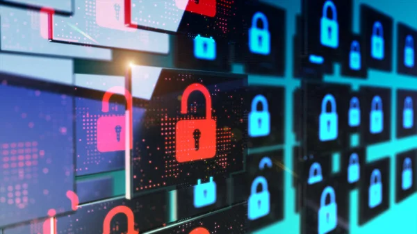 Smart Säkerhet Databas Teknologi Olåst Säkerhet Hänglås — Stockfoto