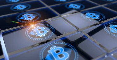 Blockchain cryptocurrency Bitcoin sembolü sanal para