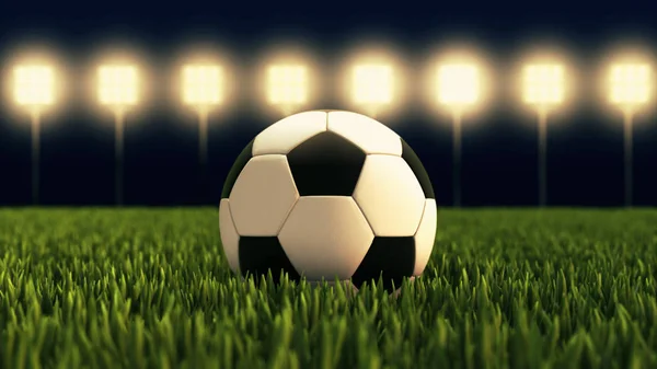 Soccer ball - illuminated football stadium